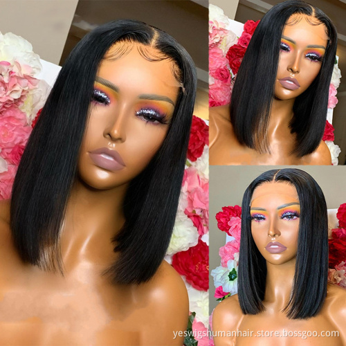 Straight Bob Wig Human Hair Hd Full Lace Front Wig For Black Women Cheap Raw Indian Virgin Human Hair Lace Frontal Wig Vendor